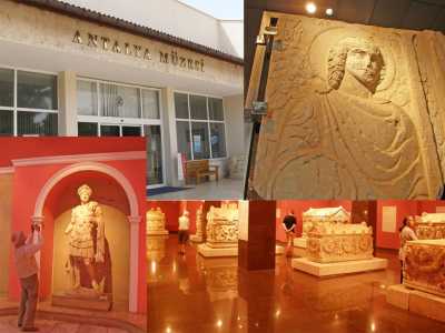 Antalya Müzesi Allah Yazılı Levha Taşıyan Bizans Dönemi Heykeli ve Moris